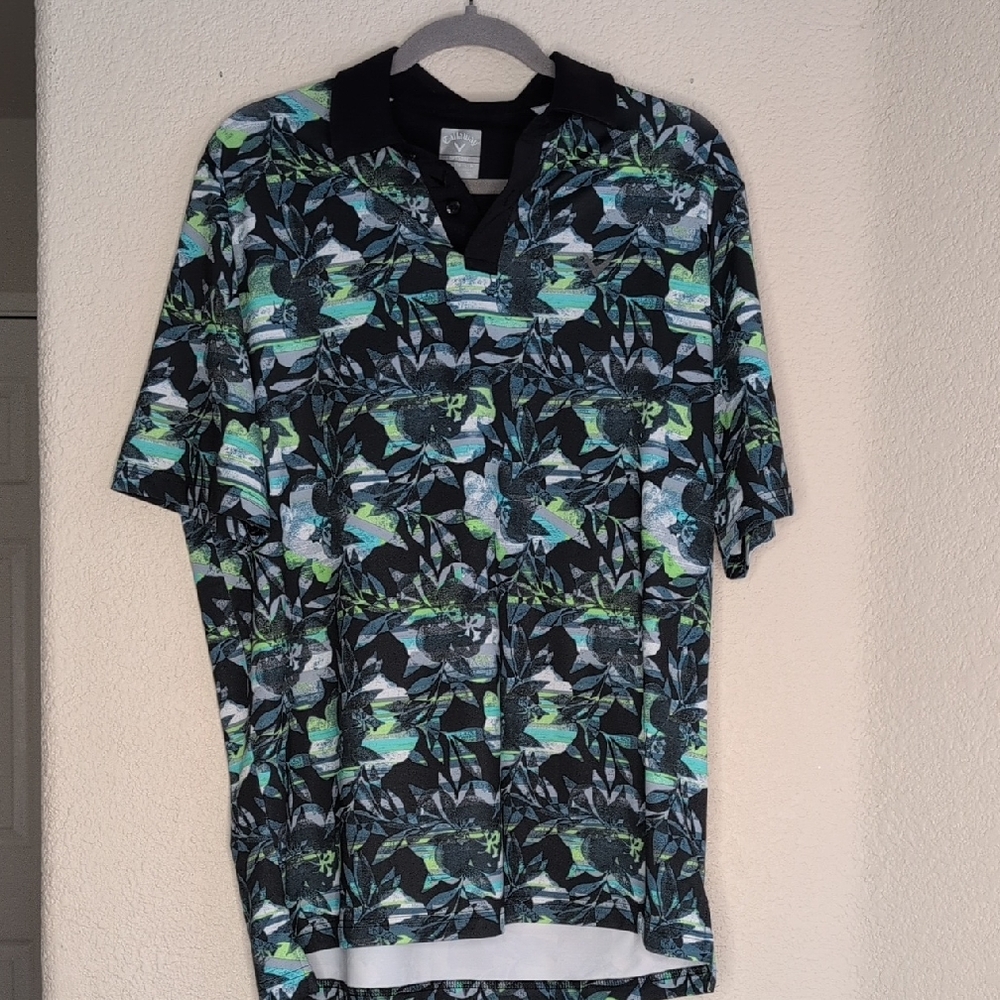 Callaway Mens Floral Print Golf Polo Shirt